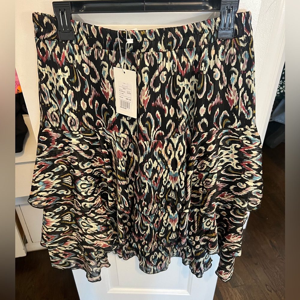 Bliss tiered knee length patterned skirt